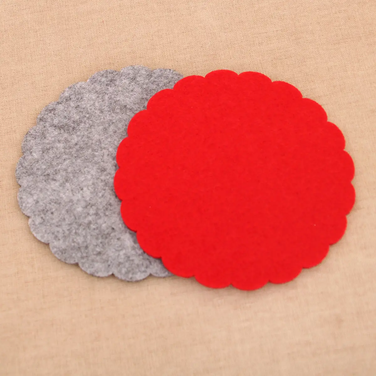 Christmas Wine Cup Mats Red Grey Cotton Felt Decor — feature 11