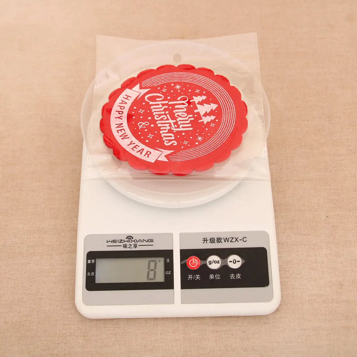 Christmas Wine Cup Mats Red Grey Cotton Felt Decor — feature 9
