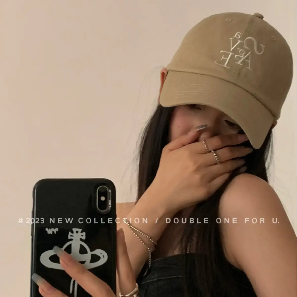 Double11 Korean Style Blue Letter Embroidered Baseball Cap for Women