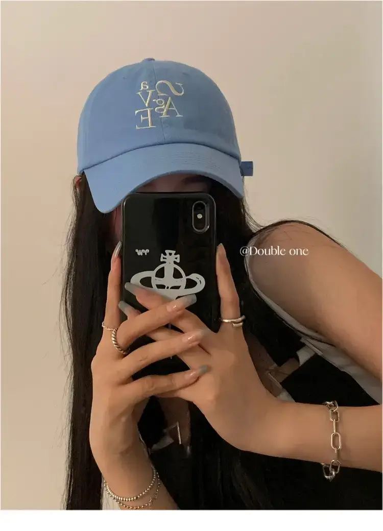 Double11 Korean Style Blue Letter Embroidered Baseball Cap for Women — feature 17