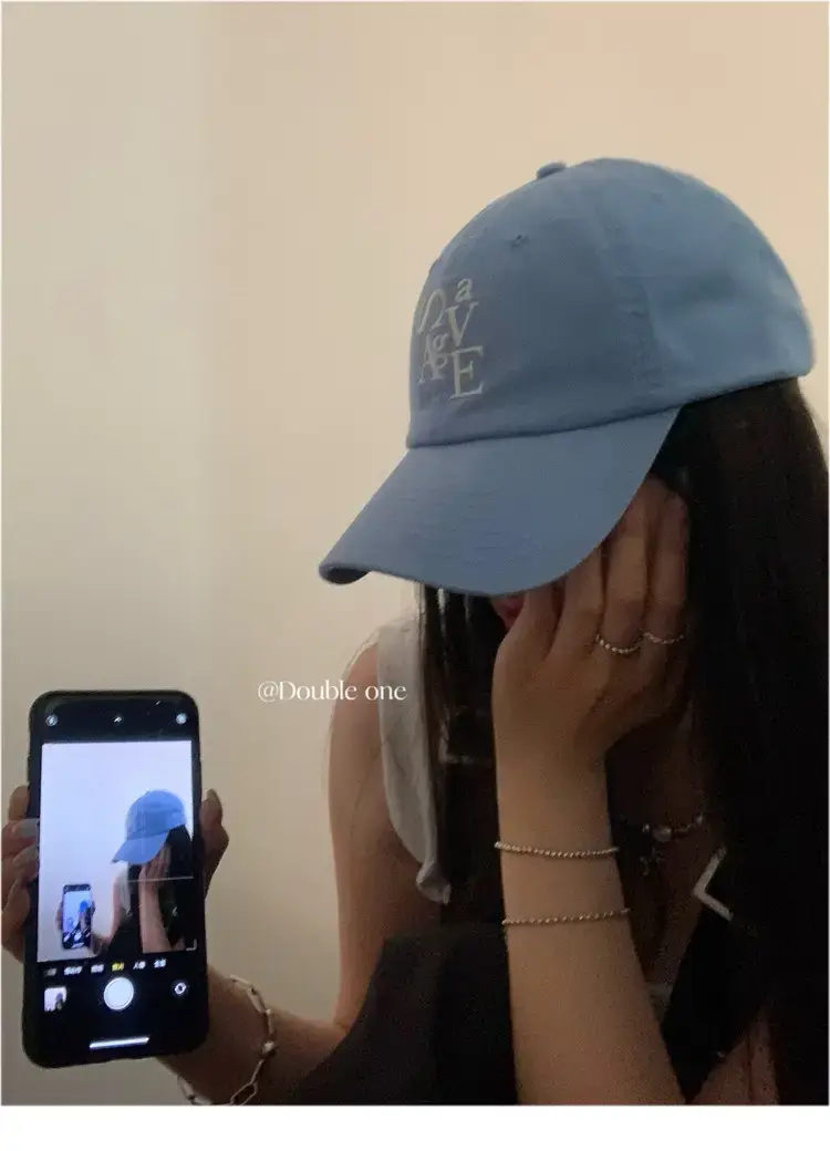 Double11 Korean Style Blue Letter Embroidered Baseball Cap for Women — feature 20