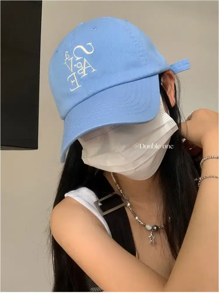 Double11 Korean Style Blue Letter Embroidered Baseball Cap for Women — feature 25