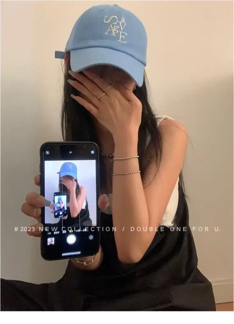 Double11 Korean Style Blue Letter Embroidered Baseball Cap for Women — feature 30
