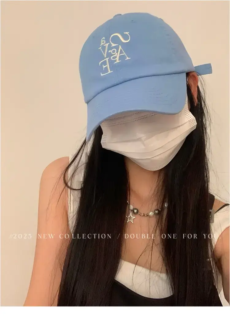 Double11 Korean Style Blue Letter Embroidered Baseball Cap for Women — feature 31