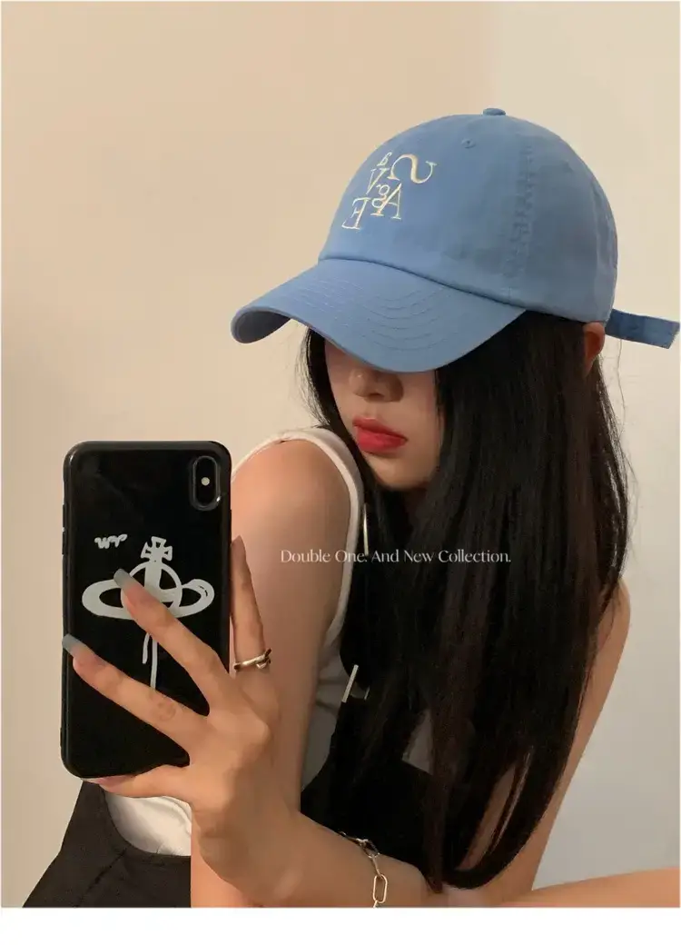 Double11 Korean Style Blue Letter Embroidered Baseball Cap for Women — feature 5