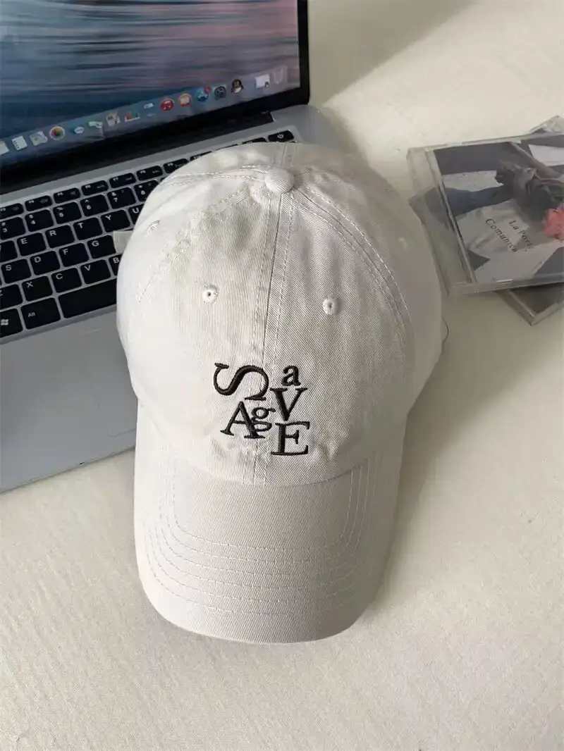 Double11 Korean Style Blue Letter Embroidered Baseball Cap for Women