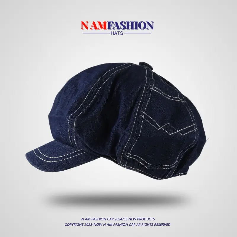 Japanese Vintage Washed Denim Cap with Small Brim Black — feature 4
