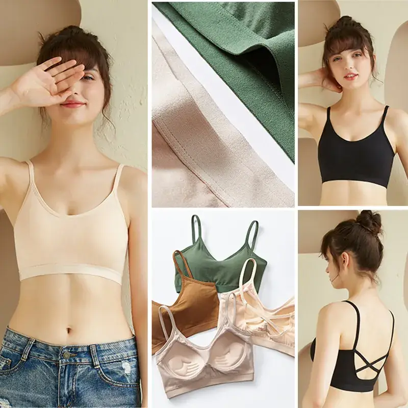 Pure Cotton Back Cross Strap Bra One-piece Chest Wrapping - Image 10