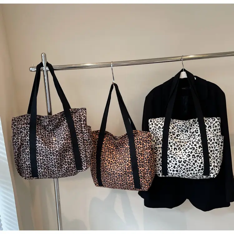 Leopard Print Canvas Tote Bag Women Large Capacity 2024 - Image 4