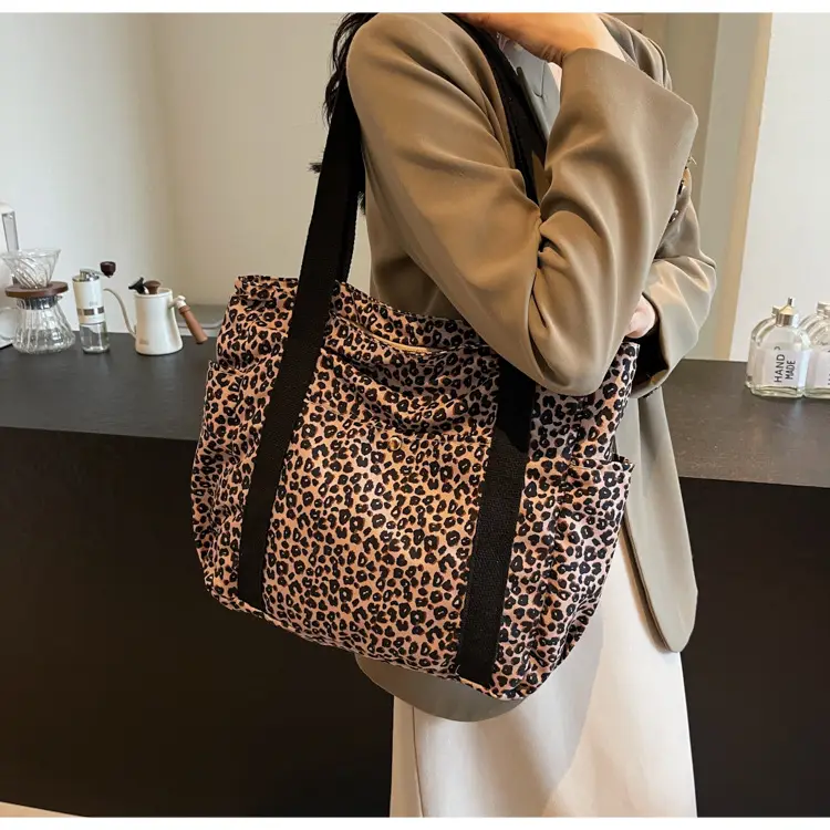 Leopard Print Canvas Tote Bag Women Large Capacity 2024 - Image 6