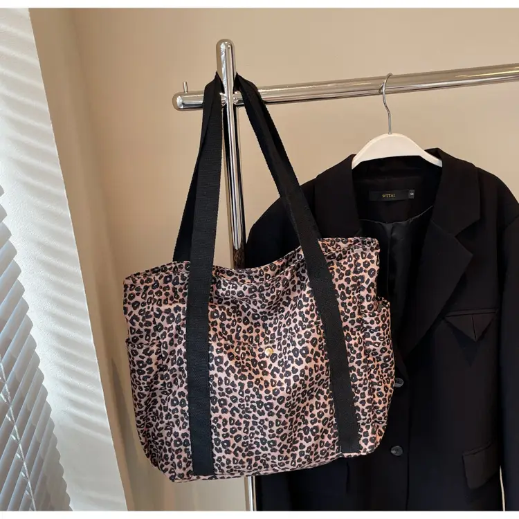 Leopard Print Canvas Tote Bag Women Large Capacity 2024 - Image 3