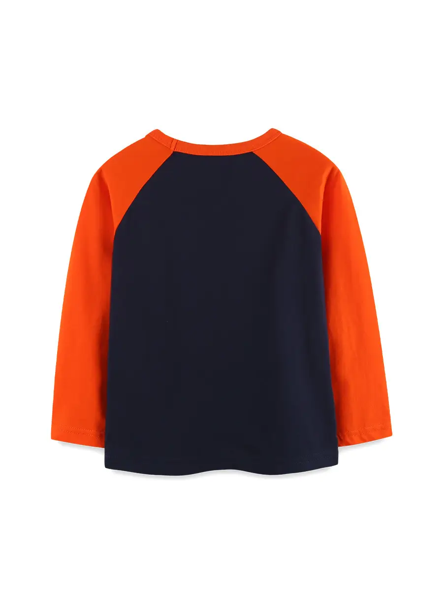 Children's Planet Print Long Sleeve T-Shirt Orange Black