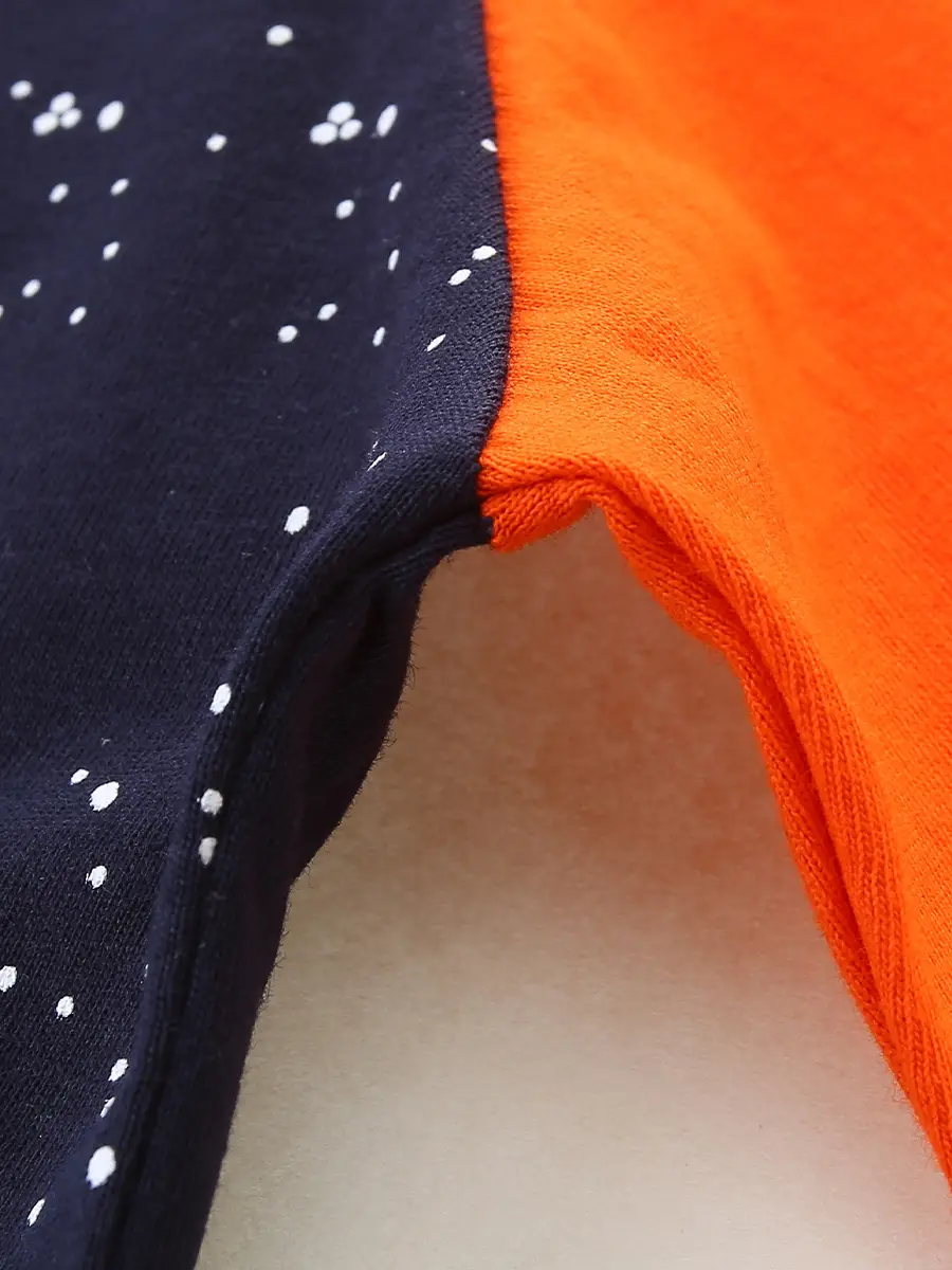 Children's Planet Print Long Sleeve T-Shirt Orange Black