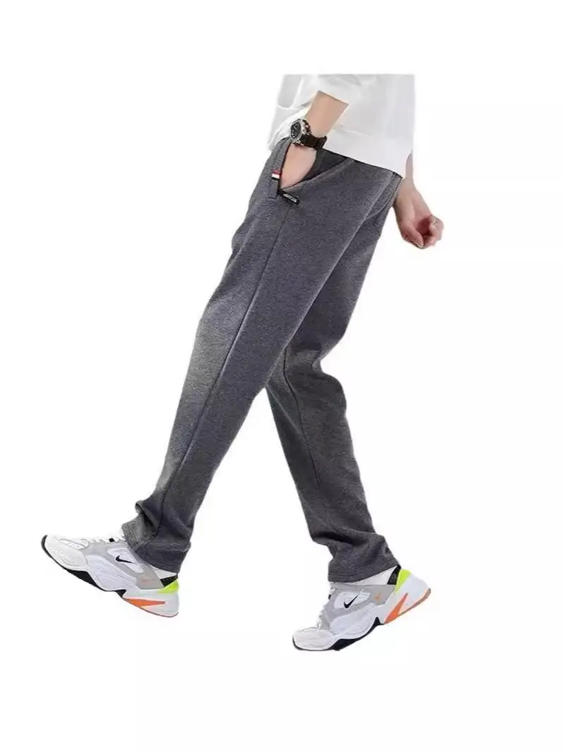 Men Fleece Sweatpants Grey Warm Winter Casual Pants