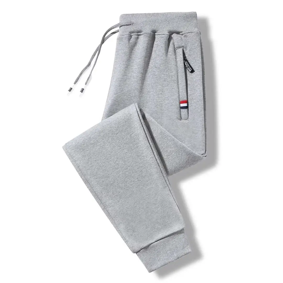 Men Fleece Sweatpants Grey Warm Winter Casual Pants