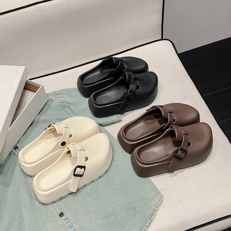 Women's Korean Style Thick EVA Slippers Beige