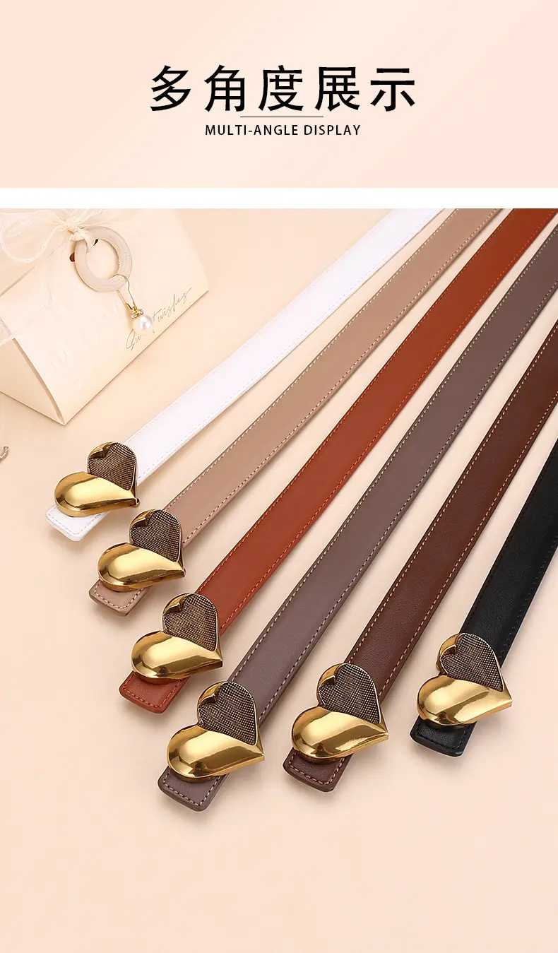 Women's Heart Decorative Leather Belt for Jeans — feature 10