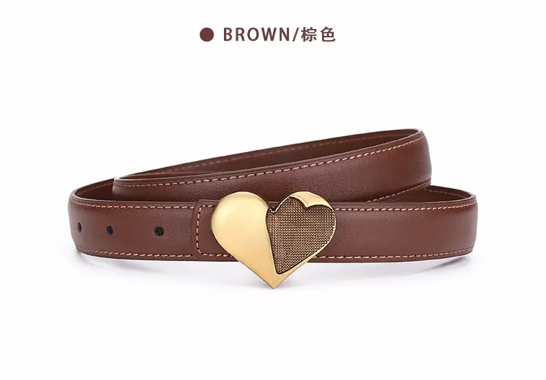 Women's Heart Decorative Leather Belt for Jeans — feature 17