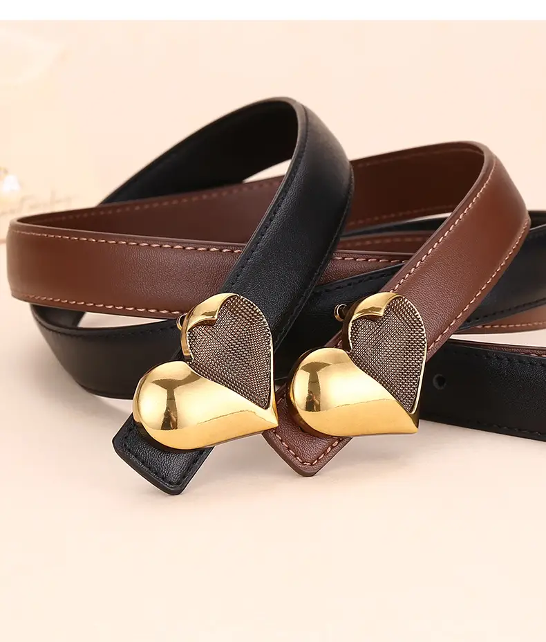 Women's Heart Decorative Leather Belt for Jeans — feature 23