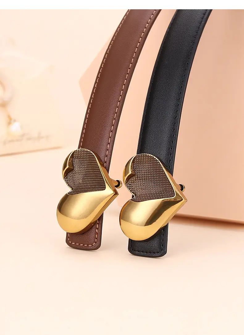 Women's Heart Decorative Leather Belt for Jeans — feature 25