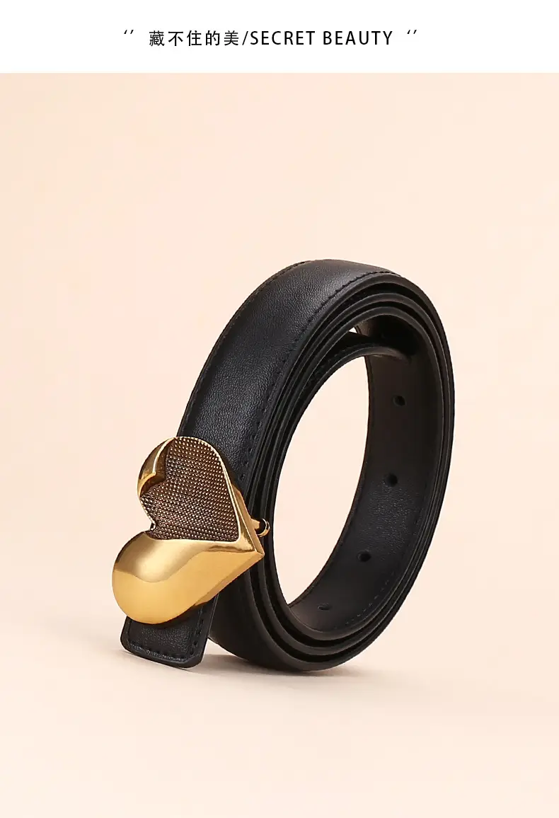 Women's Heart Decorative Leather Belt for Jeans — feature 3