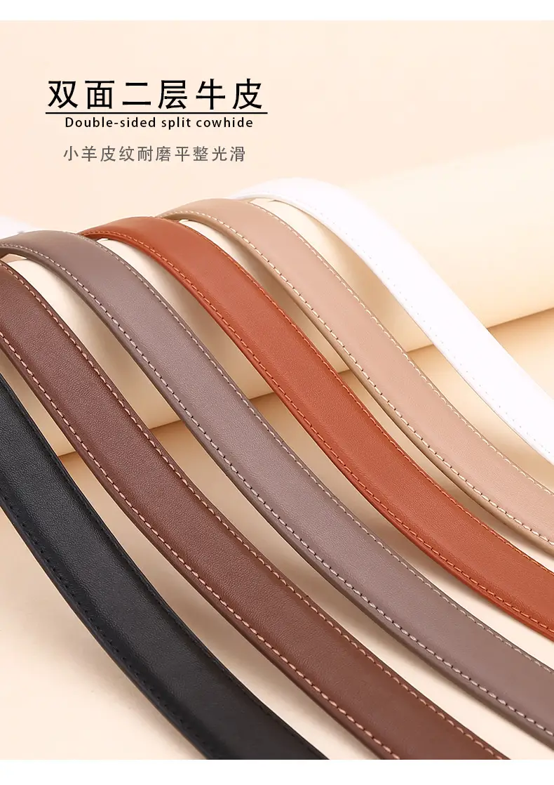 Women's Leather Belt with Matte Silver Buckle 100cm — feature 8