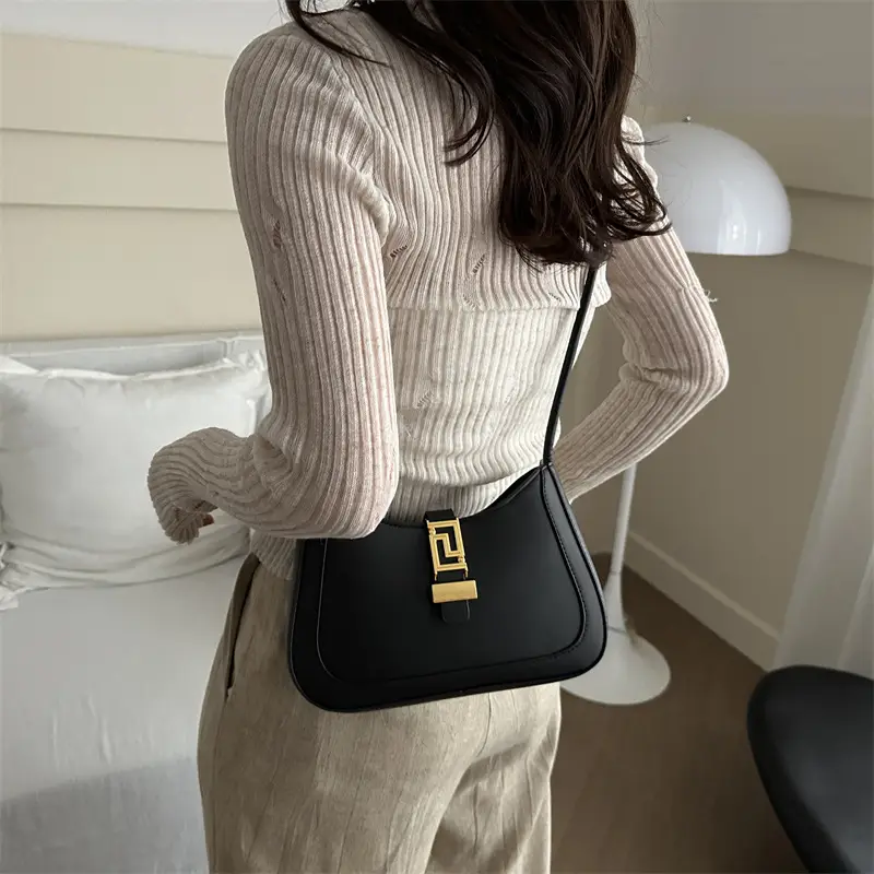 Black Gold Plated Shoulder Bag for Women 2024