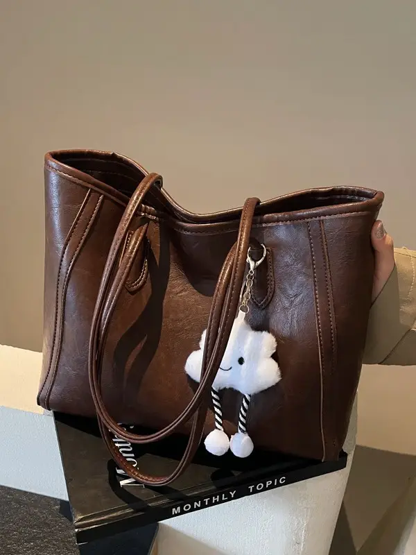 Women's Retro Chic Shoulder Bag with Cloud Charm - Image 9