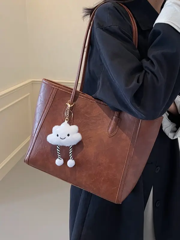 Women's Retro Chic Shoulder Bag with Cloud Charm - Image 10