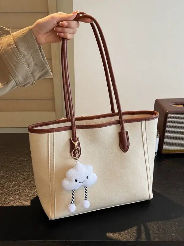 Women's Retro Chic Shoulder Bag with Cloud Charm - Image 11