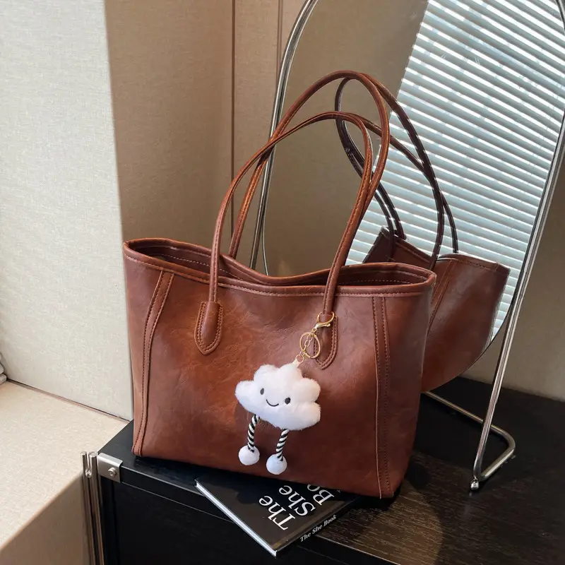 Women's Retro Chic Shoulder Bag with Cloud Charm - Image 3