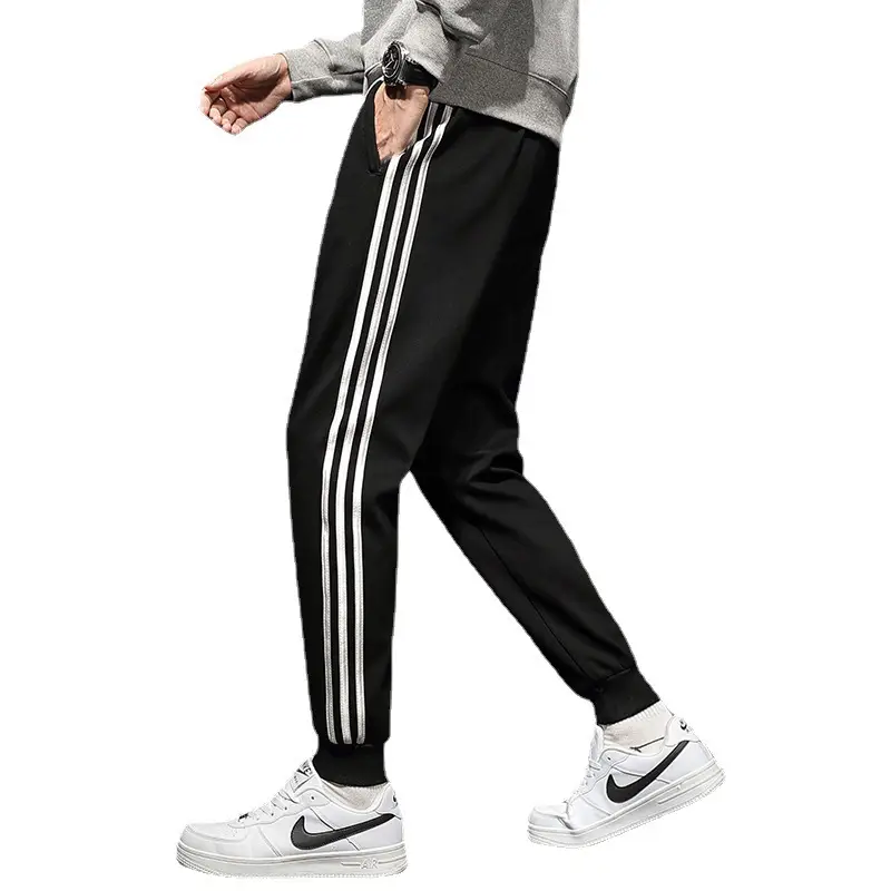 Men's Black Three-Bar Sweatpants Spring Autumn Loose Fit - Image 5