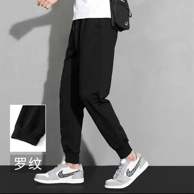 Men's Black Three-Bar Sweatpants Spring Autumn Loose Fit — feature 15