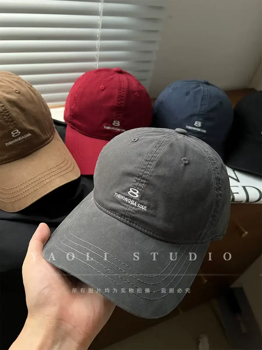 Women Red Embroidered Baseball Cap with Sunshade — feature 1