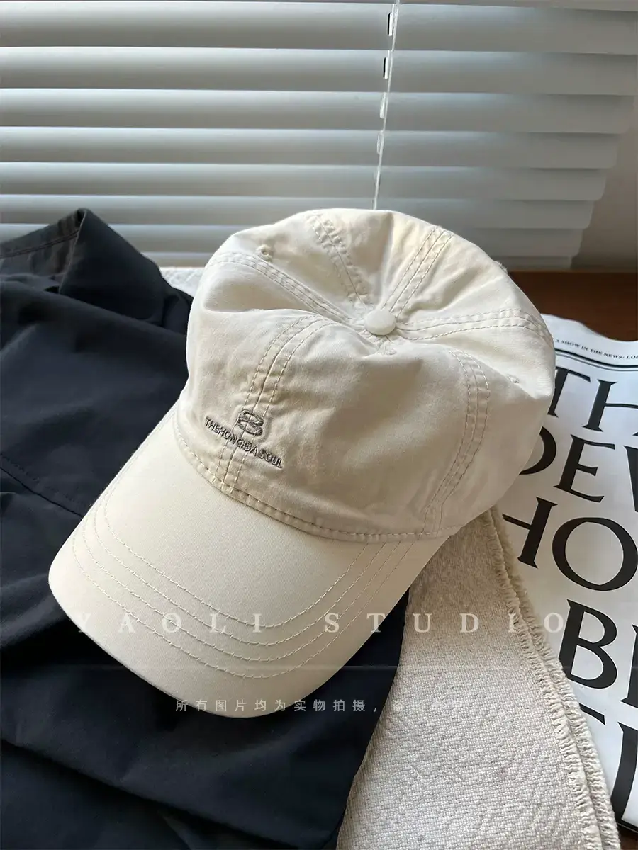 Women Red Embroidered Baseball Cap with Sunshade — feature 11