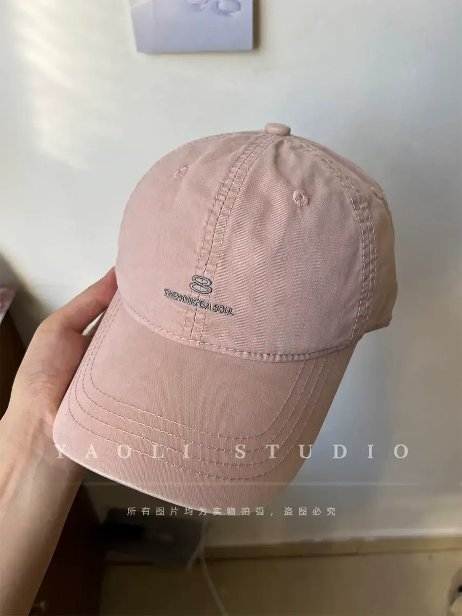 Women Red Embroidered Baseball Cap with Sunshade — feature 12