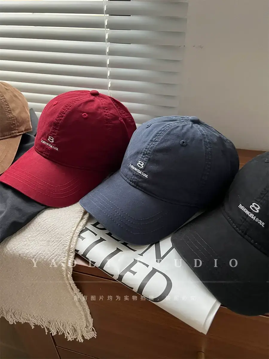 Women Red Embroidered Baseball Cap with Sunshade — feature 3