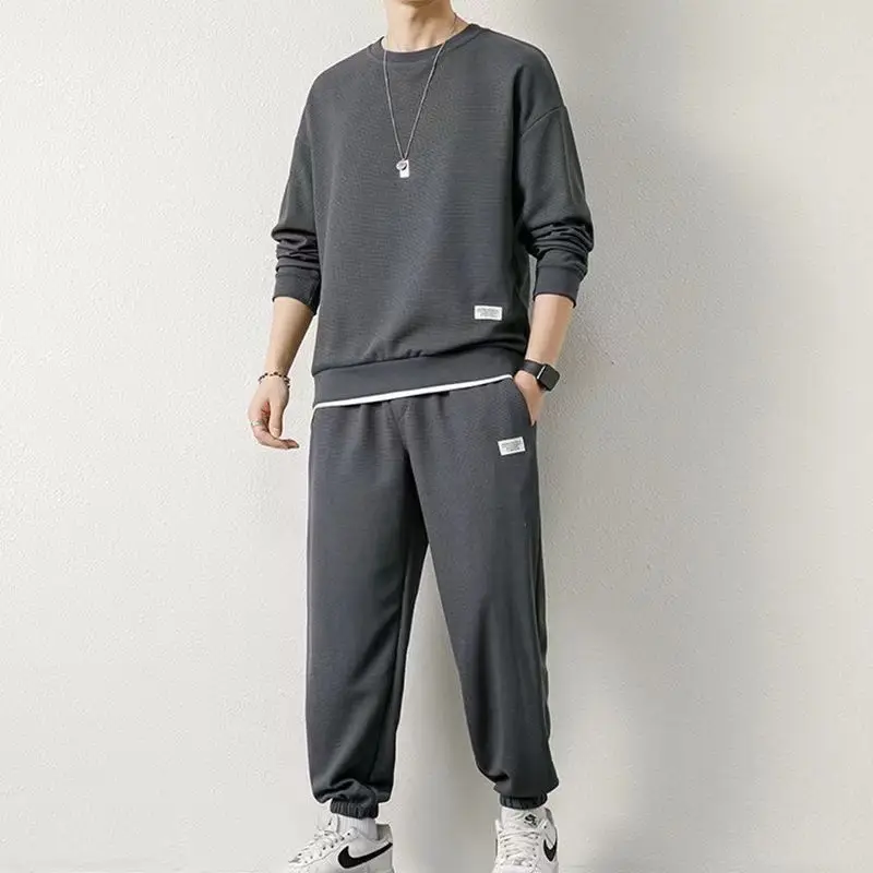 Men Black Sweatshirt Sweatpants Set Casual Sportswear — feature 10