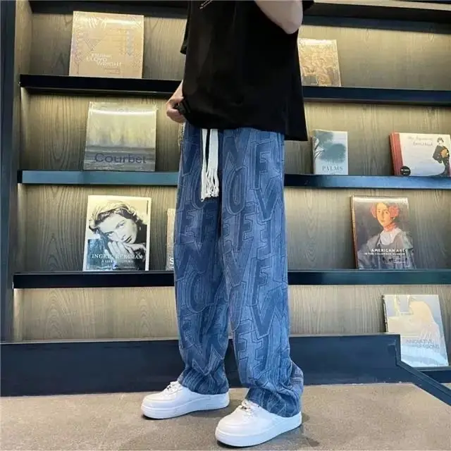Japanese Style Retro Corduroy Pants Men Black Full Print Drop Leg — feature 8