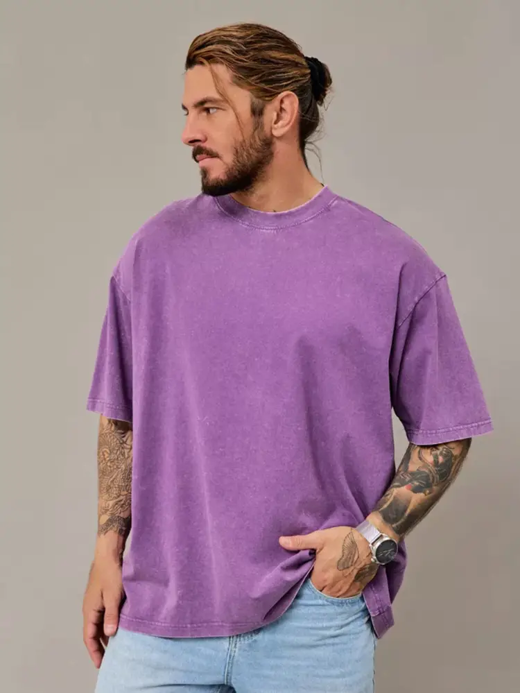 Men's Grey Distressed Round Neck T-Shirt — feature 1