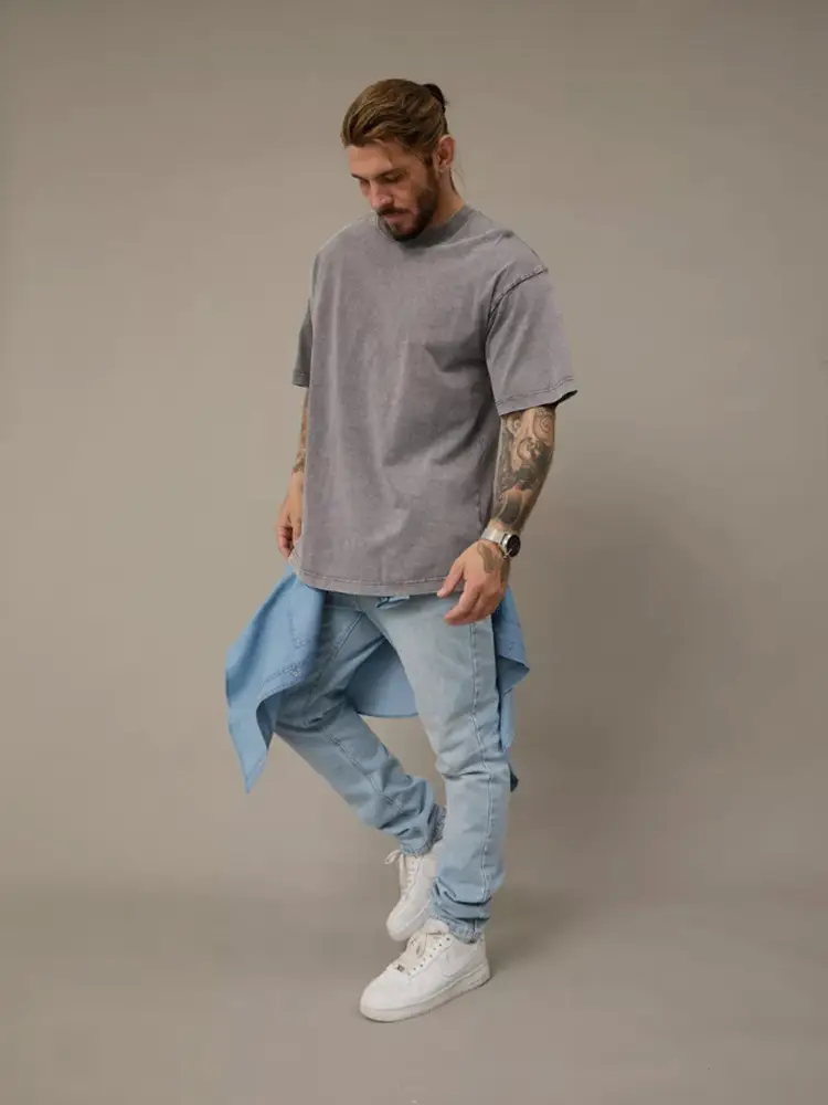 Men's Grey Distressed Round Neck T-Shirt — feature 11