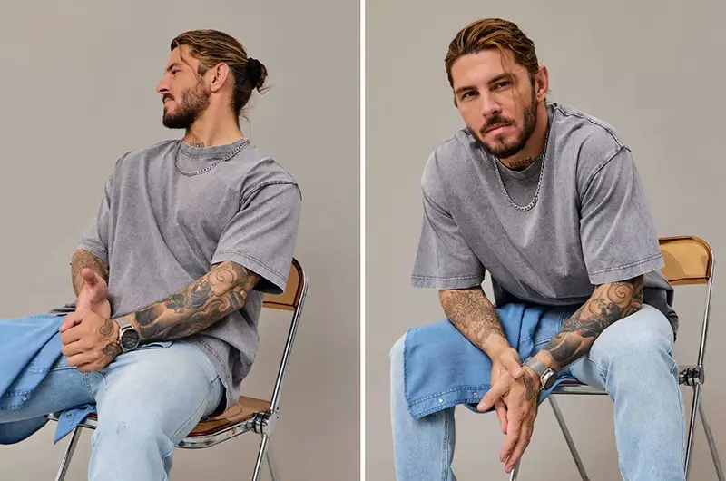 Men's Grey Distressed Round Neck T-Shirt — feature 12