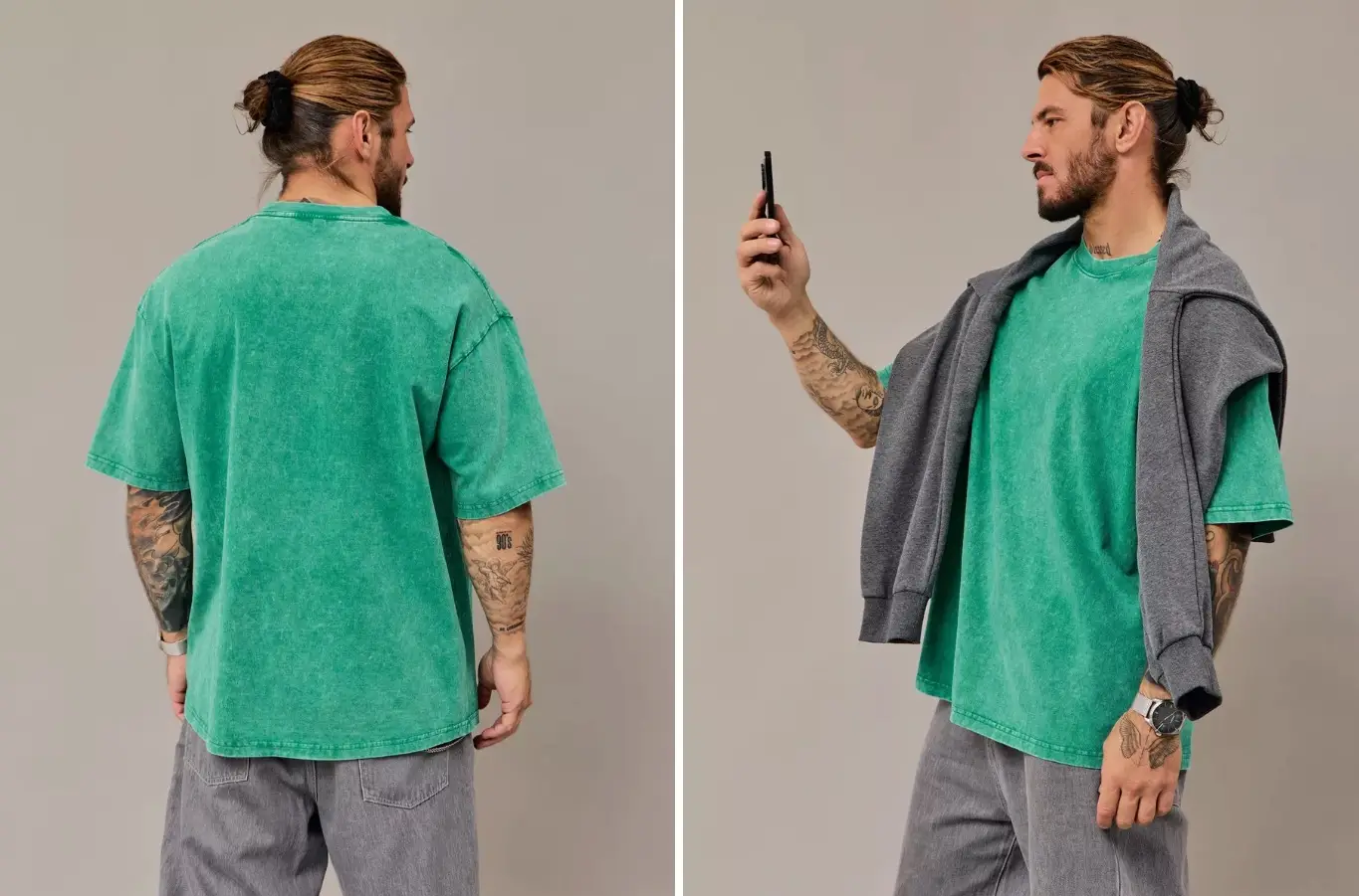 Men's Grey Distressed Round Neck T-Shirt — feature 8