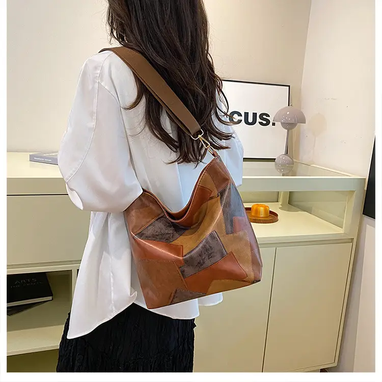 Women's Black Contrast Crossbody Tote Bag Large Capacity 2024 — feature 21