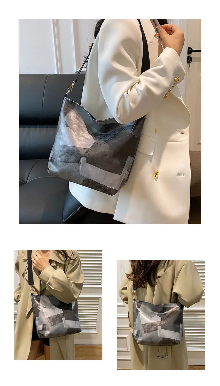 Women's Black Contrast Crossbody Tote Bag Large Capacity 2024 — feature 28