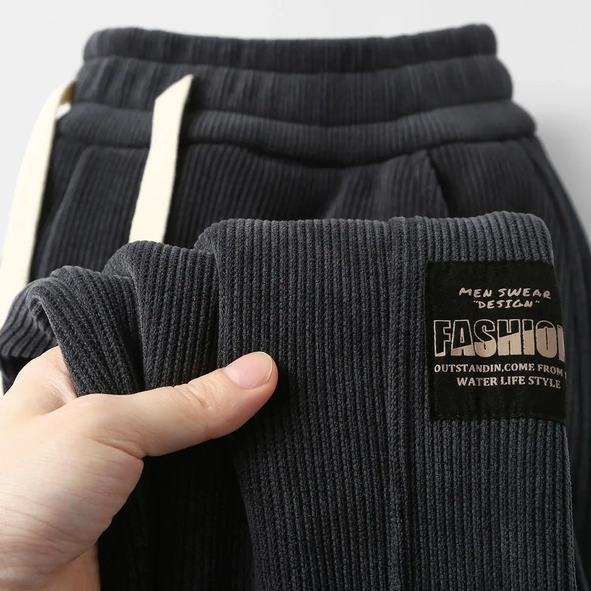 Men's Black Warmth Corduroy Work Pants - Image 3