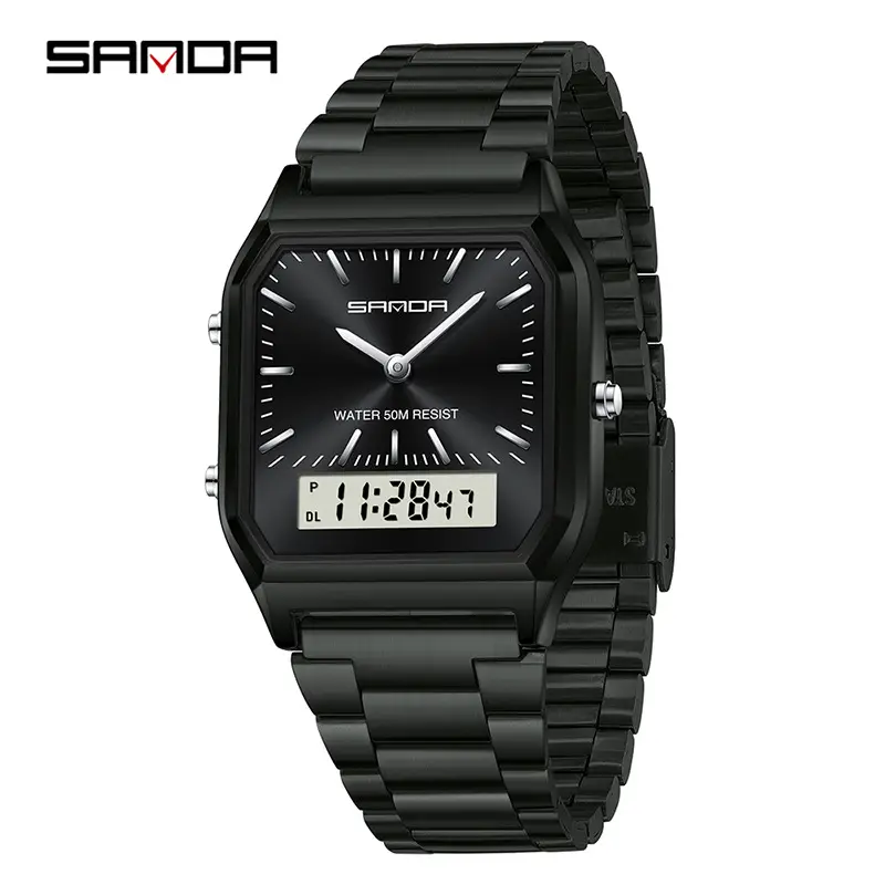 Sanda Digital 3-Tone Watch Steel Band - Image 3