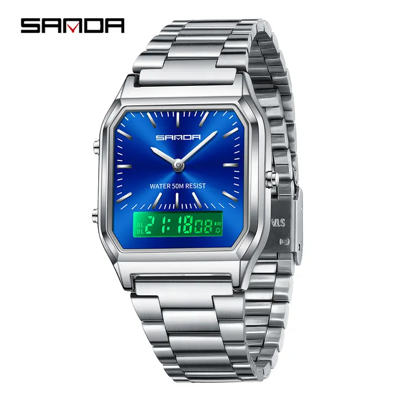 Sanda Digital 3-Tone Watch Steel Band - Image 6