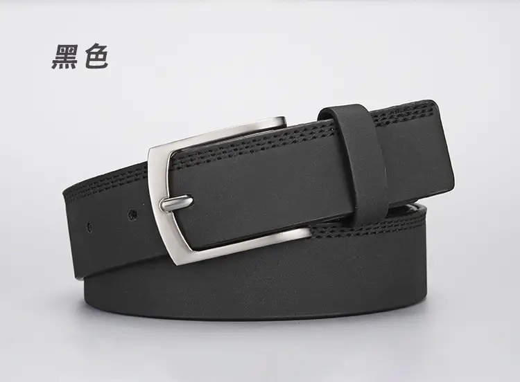 Men's Grey PU Leather Belt with Silver Buckle — feature 10