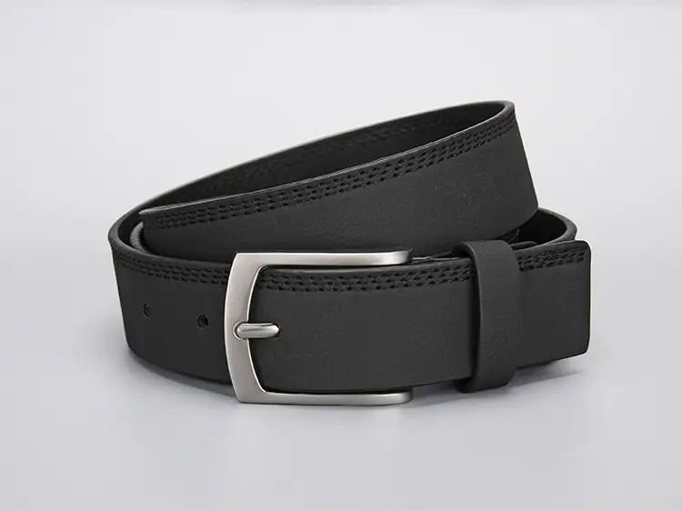 Men's Grey PU Leather Belt with Silver Buckle — feature 11